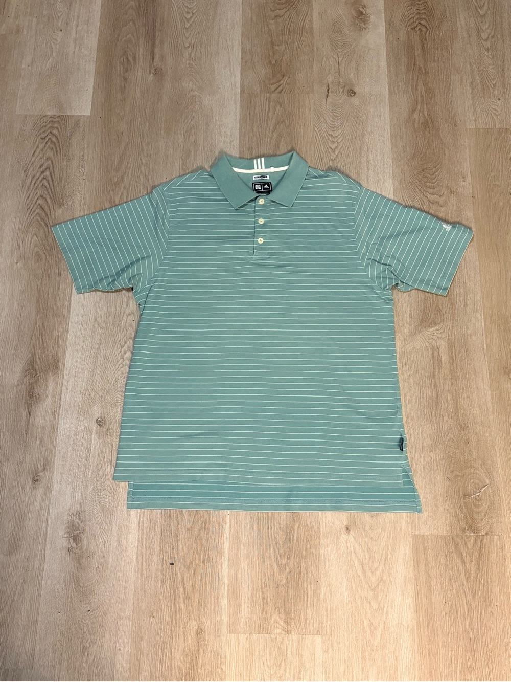 Adidas Climalite Mint & White Pinstripe Polo Shirt Size Large Golf Skater